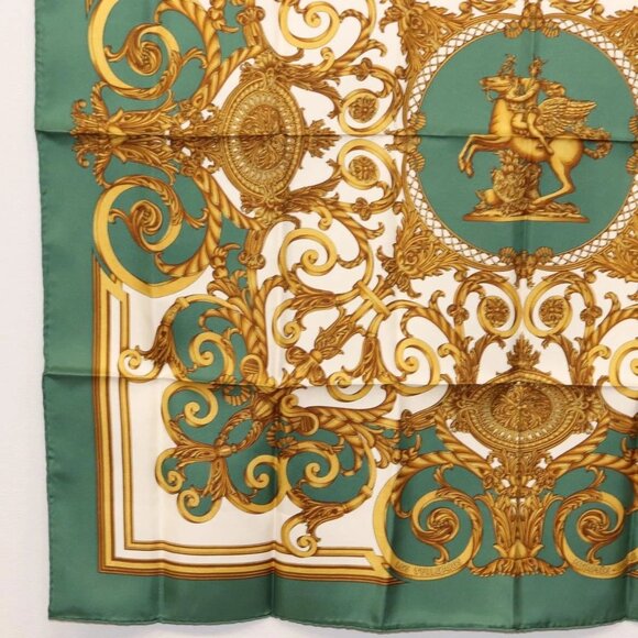 HERMES Carre 90 Scarf ""LES TUILERIES"" Silk Green Auth BA6854 - Picture 4 of 8